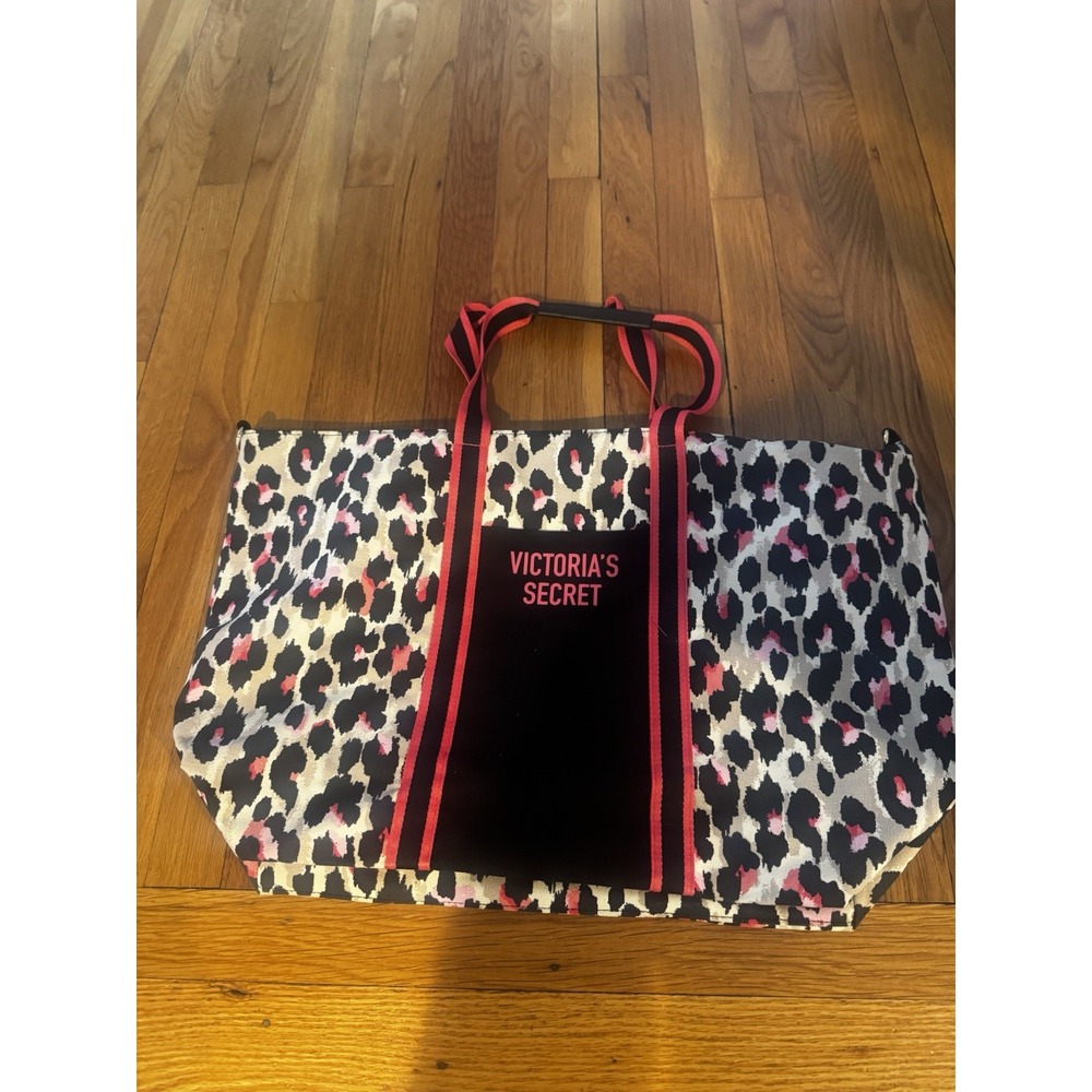Victoria's Secret Neon Hot Pink Tote Large Duffle Bag Weekender Travel No‎ Strap